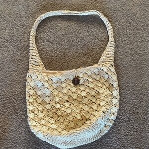 Elegant Cream Crochet Shoulder Bag